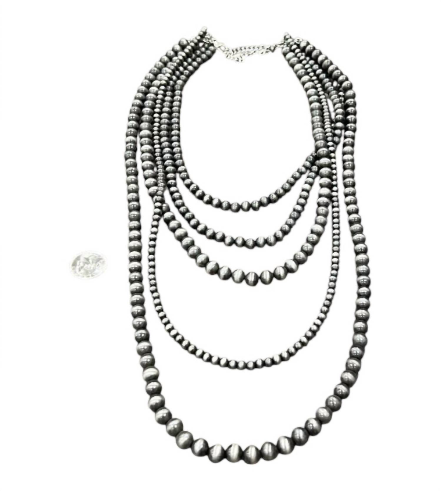 ISAC Trading Women's Handmade Navajo Bead Faux Necklace Five Strand in multicolor - women's jewelry - detail view