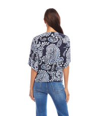 Karen Kane - Flutter Sleeve Tie Front Top