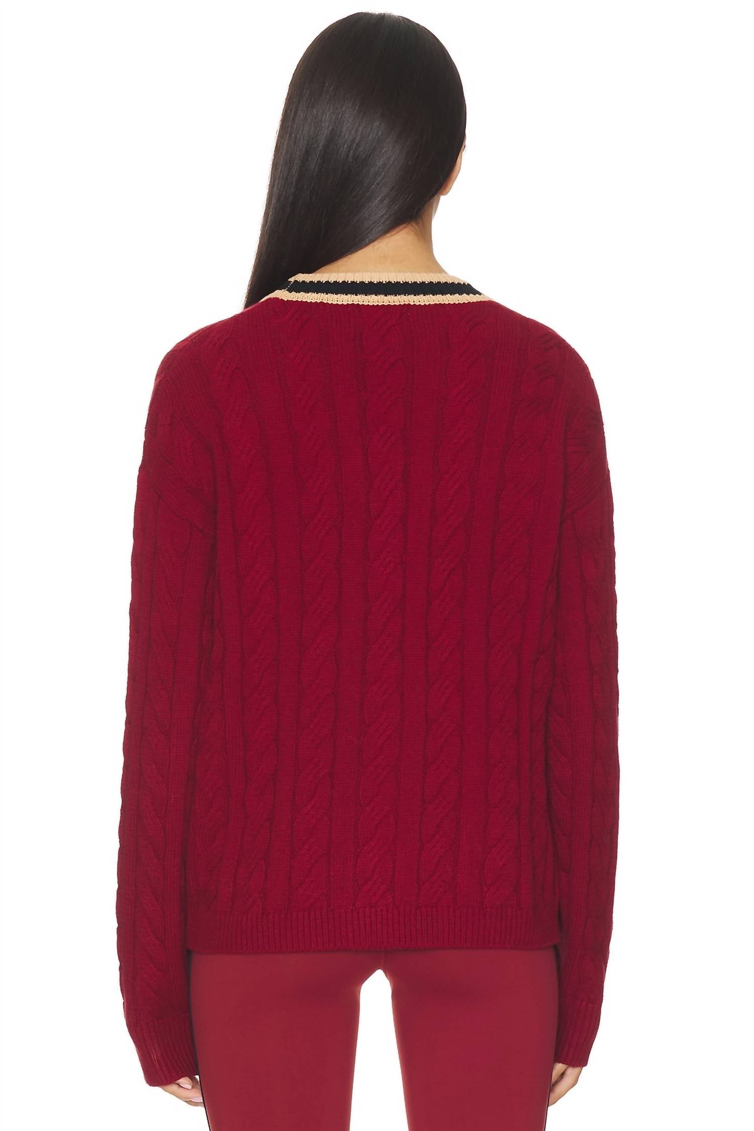 Beach Riot Gene Knit Cardigan in maroon merlot - women's cardigan - detail view