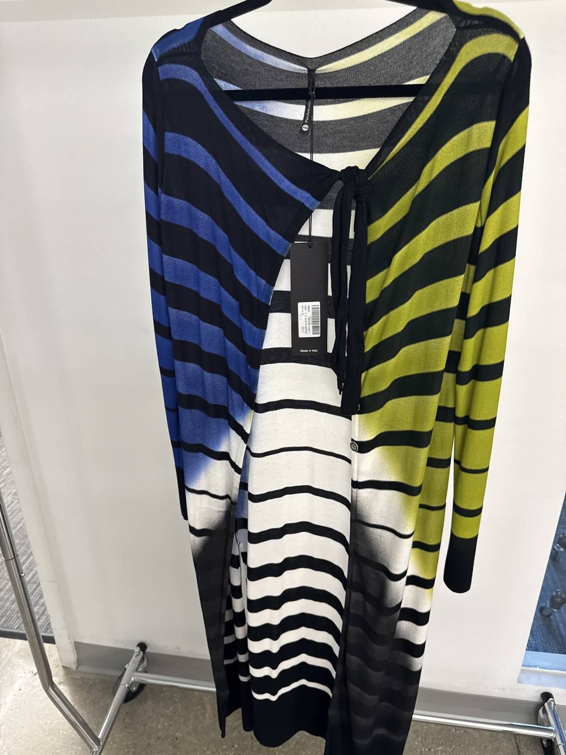 Pier Antonio Gaspari Women's Striped Cardigan in bluette avocado - women's cardigan