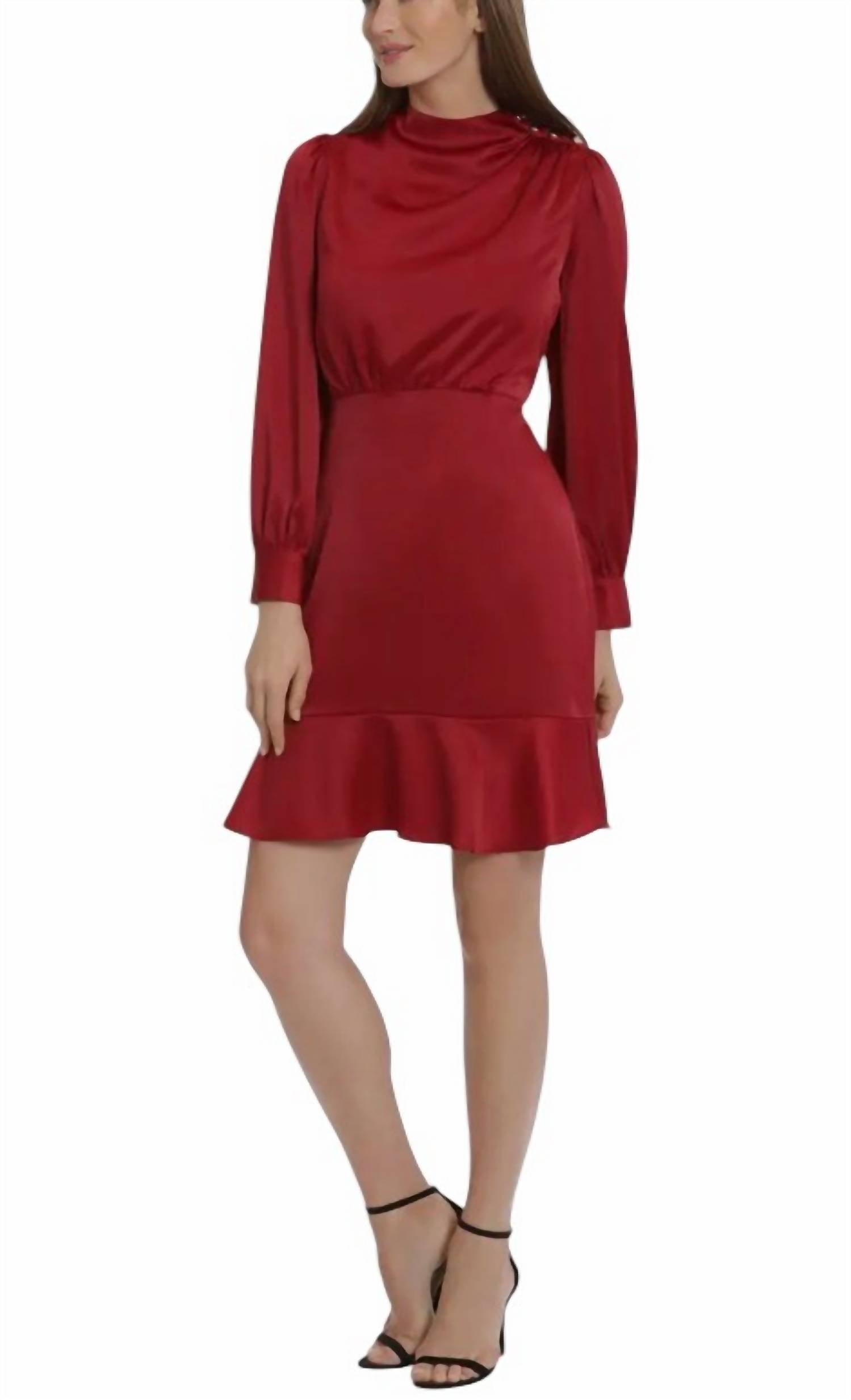 Maggy London - Ruffled Above Knee Shift Dress