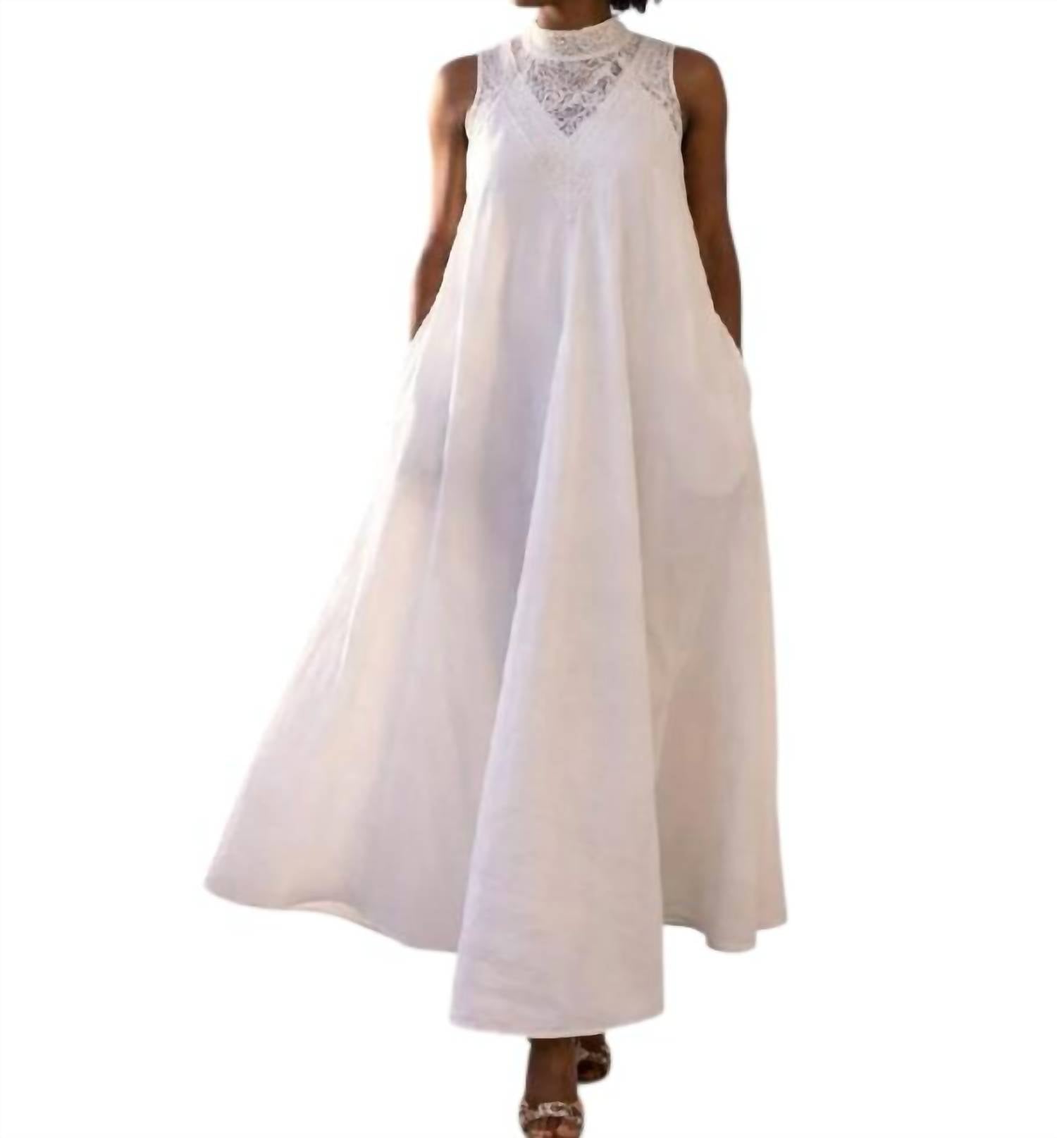 Step in Style Lace & Legacy Maxi Dress in style lace legacy maxi dress in denim white - women's dress