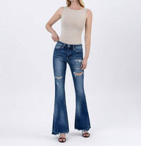 Vervet By Flying Monkey - High Rise Distressed Flare Jeans