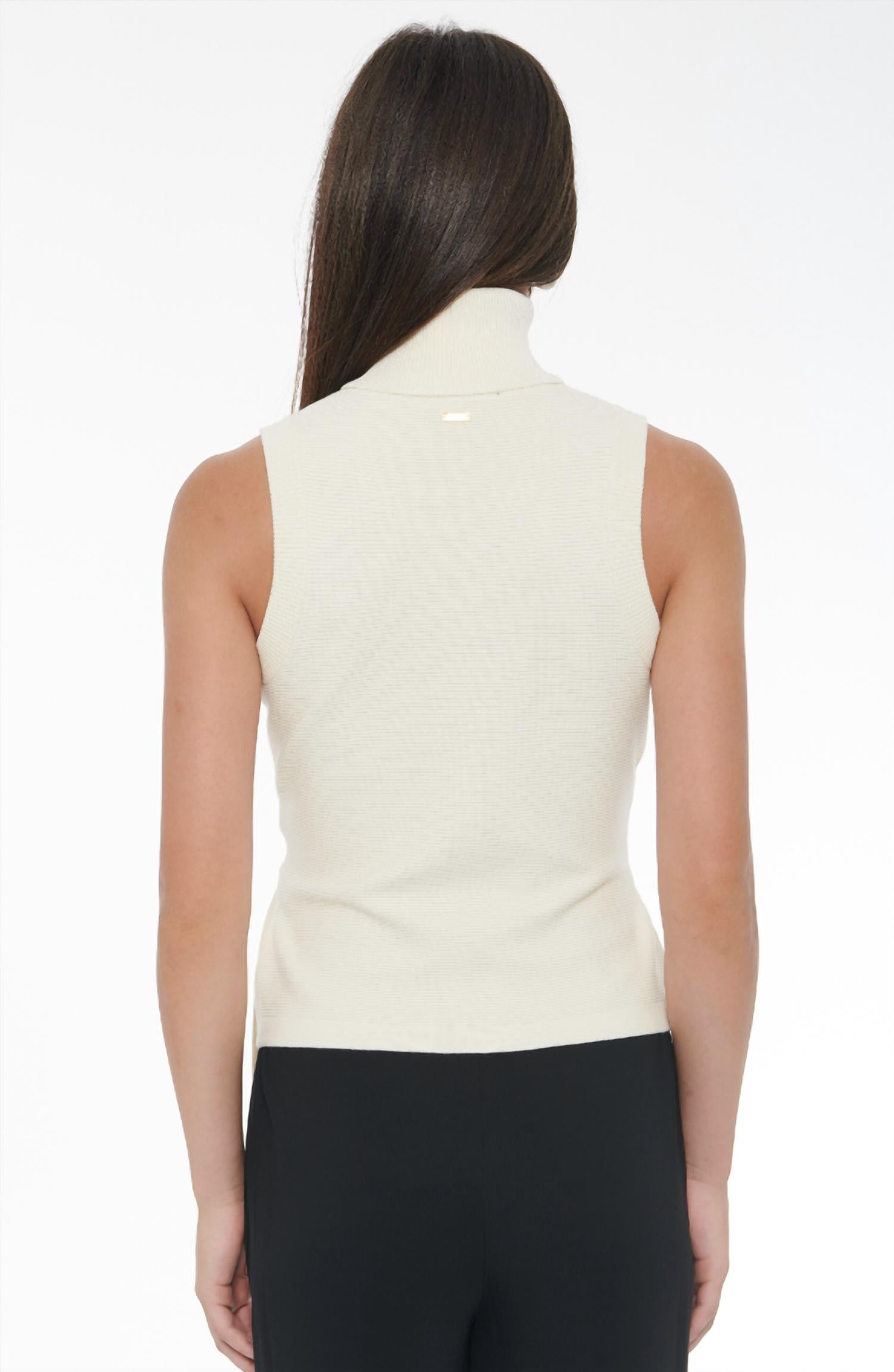 Toccin - Celeste Sleeveless Tie-front Turtleneck Top