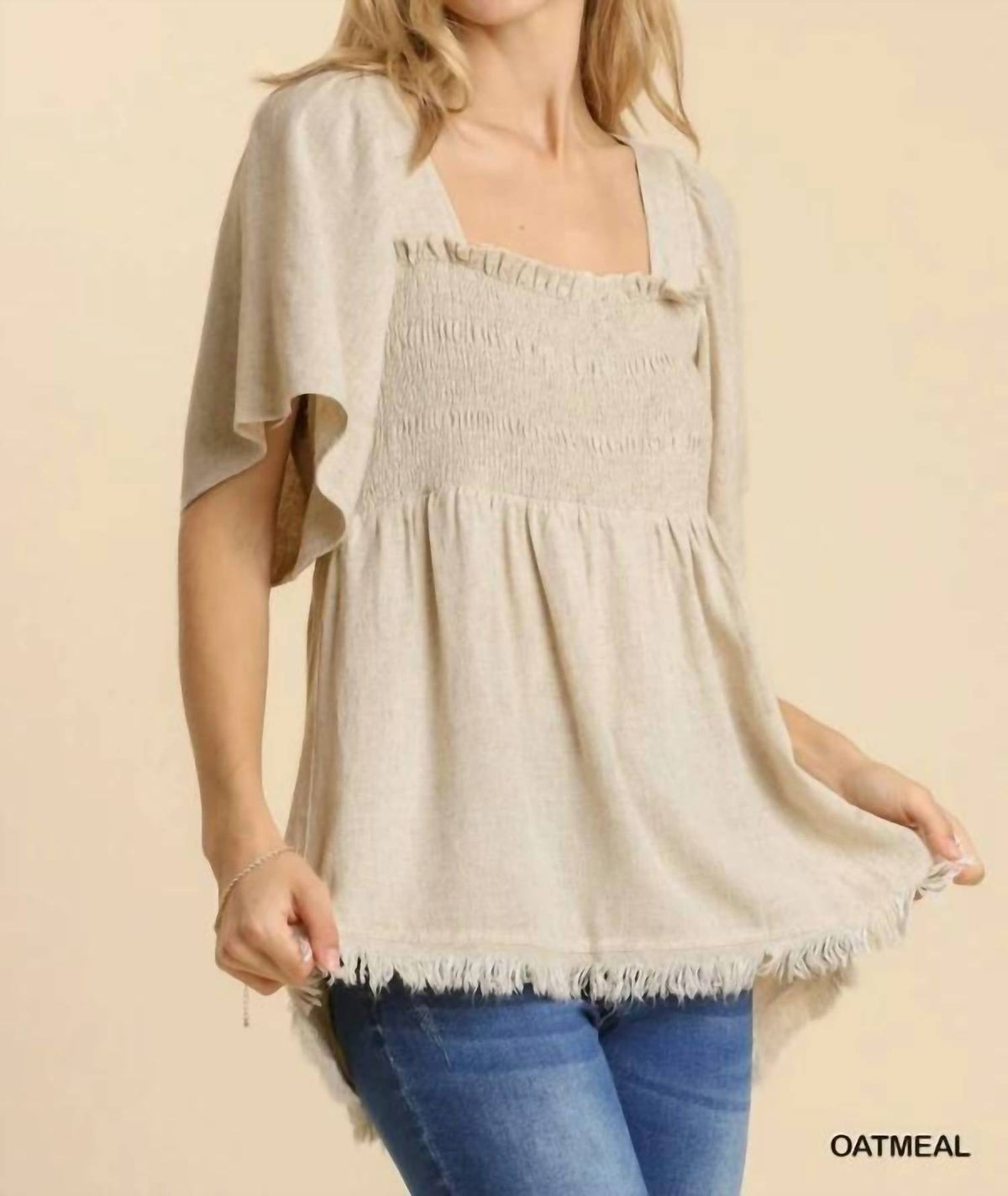 Umgee - Aria Linen Blend Smocked Top