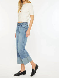 Kancan - Margret Mid Rise Cropped Wide Leg Jean