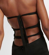 Tom Ford - strapless ling dress with 3 gold circles and tie back