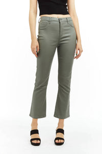 Tractr - Women's High Rise Coated Ankle Crop Flare Denim