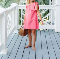 The Beaufort Bonnet Company Maebelle Bow Dress in parrot cay coral - kids' dress