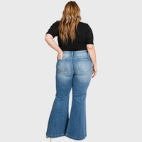 Petra153 - Super High Rise 70's Inspired Flare Jeans - Plus