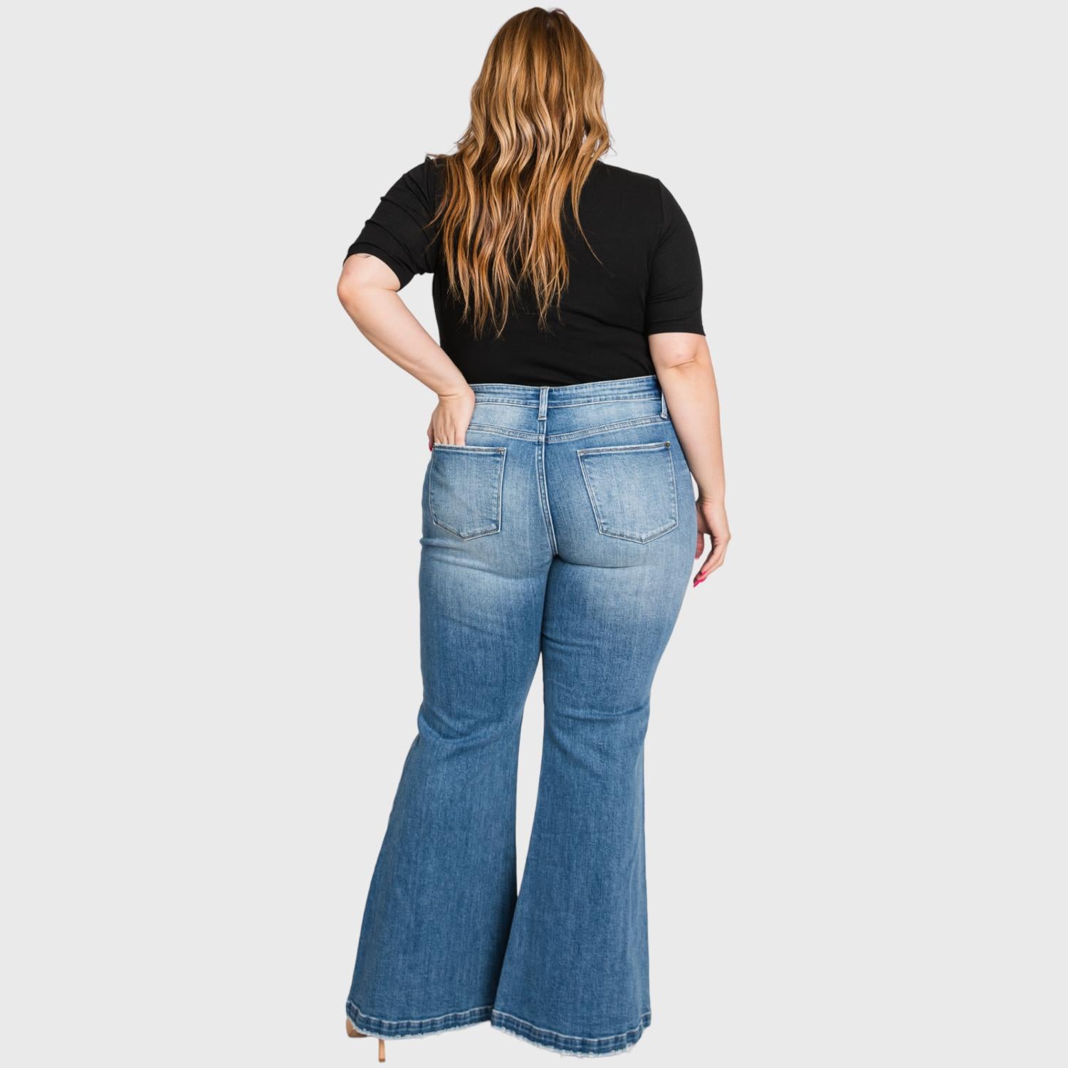 Petra153 - Super High Rise 70's Inspired Flare Jeans - Plus