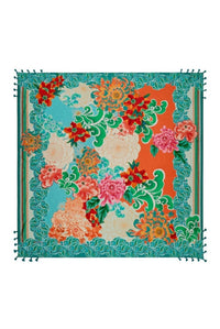 Johnny Was Women's Edenia Silk Scarf in green multi - women's scarf