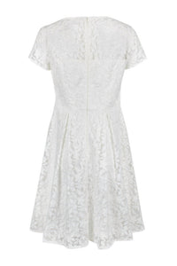 Adrianna Papell - Women's Boat Neck Short Sleeve Embroidered Dress