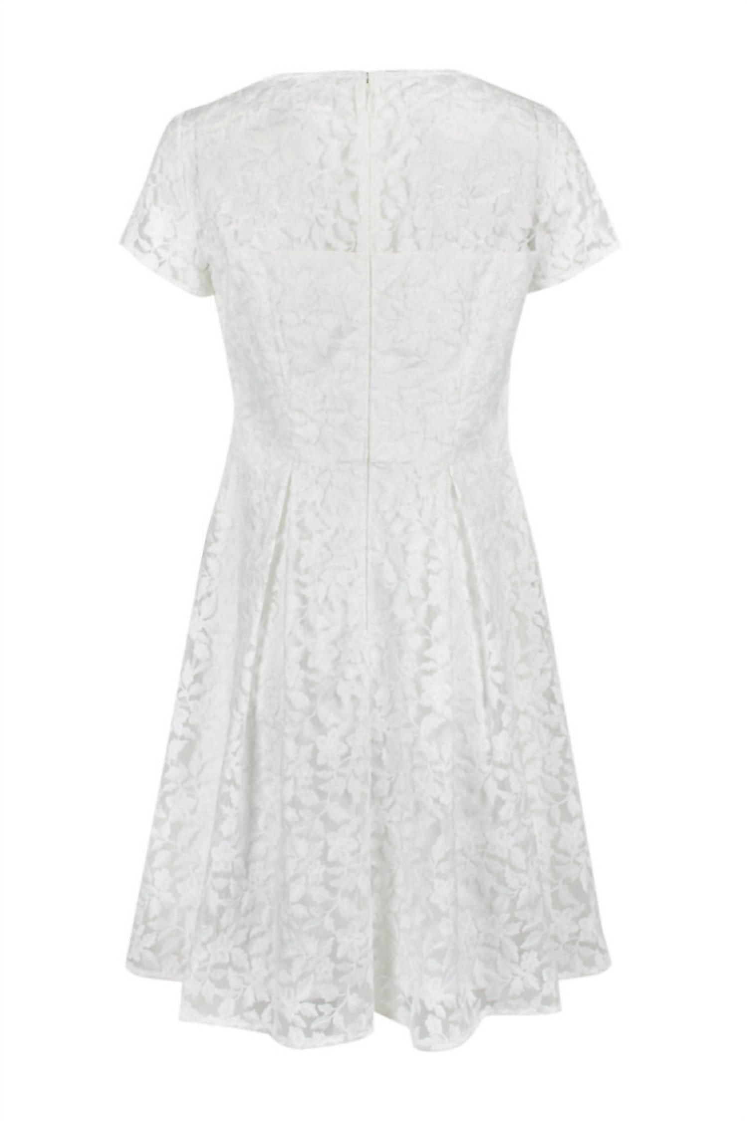 Adrianna Papell - Women's Boat Neck Short Sleeve Embroidered Dress