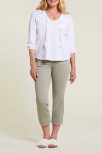 Tribal - 5 Pocket Kick Flare Pull On Capri