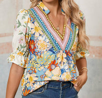 Shewin - Daphne Retro 70's Floral Top