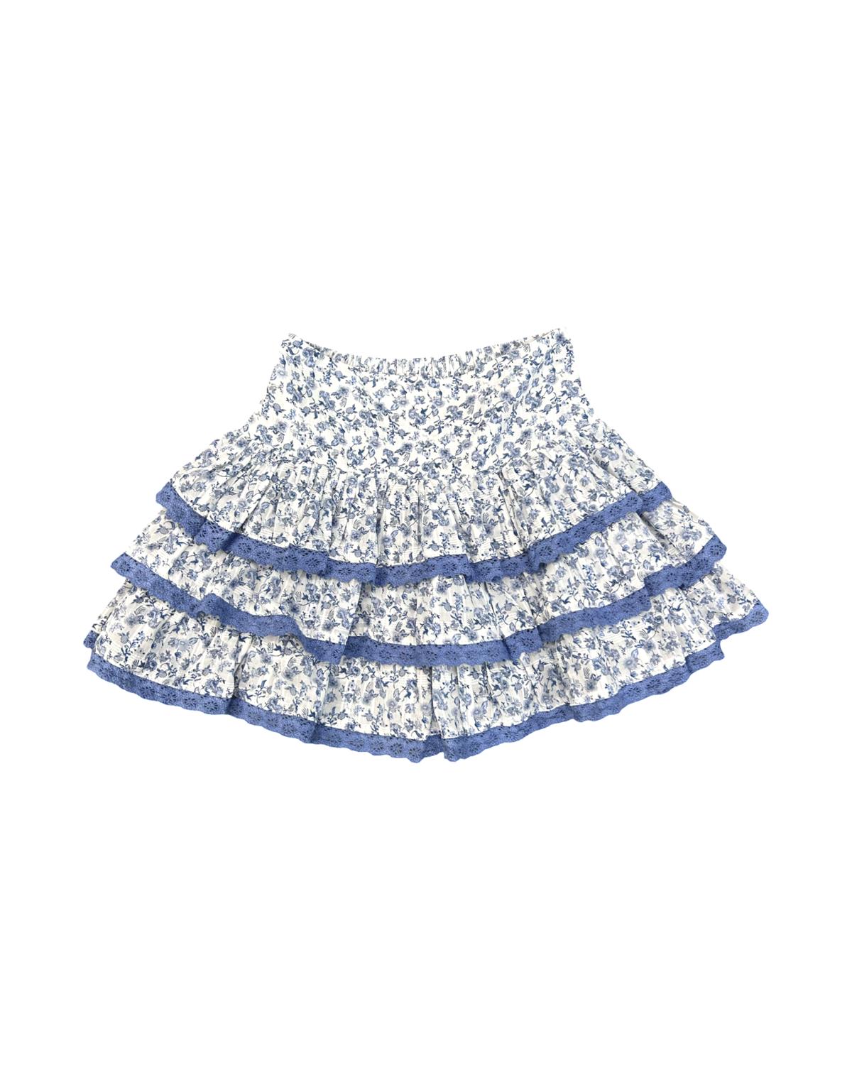 Katie J NYC Girl's Melody Skirt in blue mini toile - kids' skirt