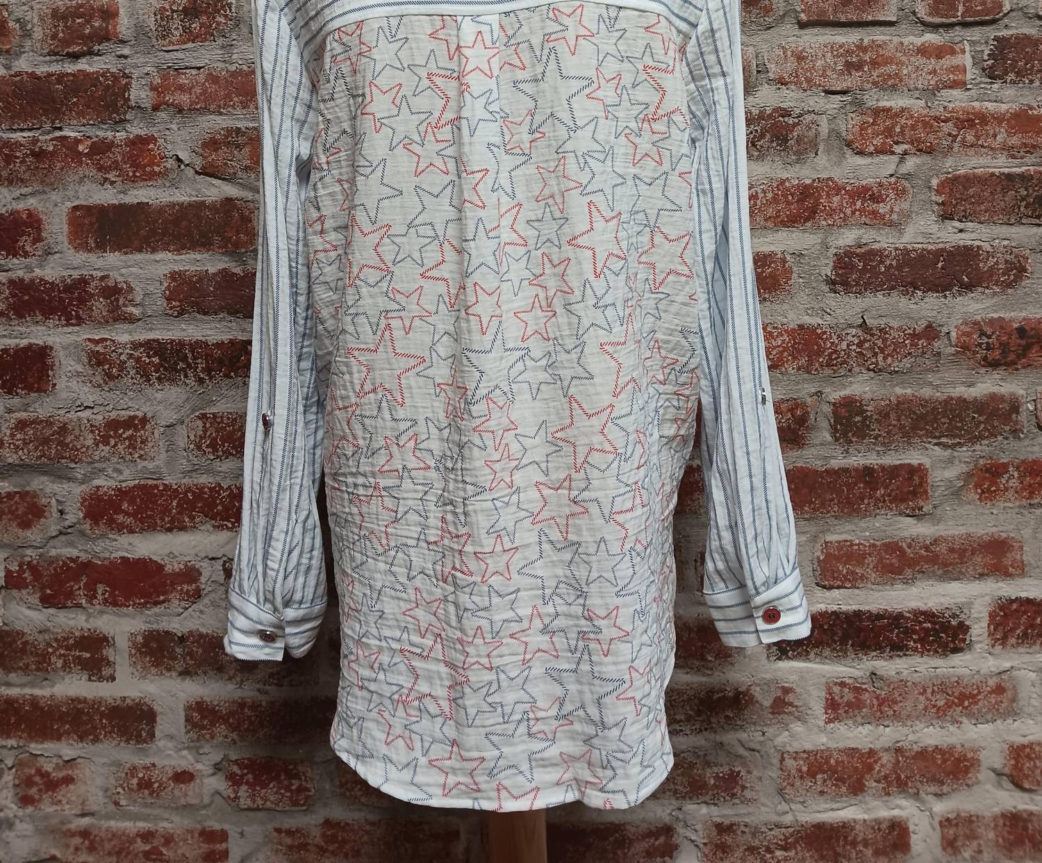 Multiples - Sequin Pocket Long Sleeve Button Shirt