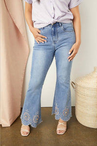 Coco + Carmen - Everstretch Flare With Hand Bead Embroidered Jean