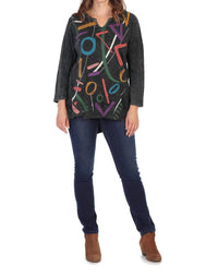 Jess & Jane - Highlight Mineral Washed Split V-Neck Tunic