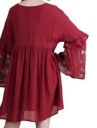 Umgee - Ruffled Embroidered Keyhole Dress