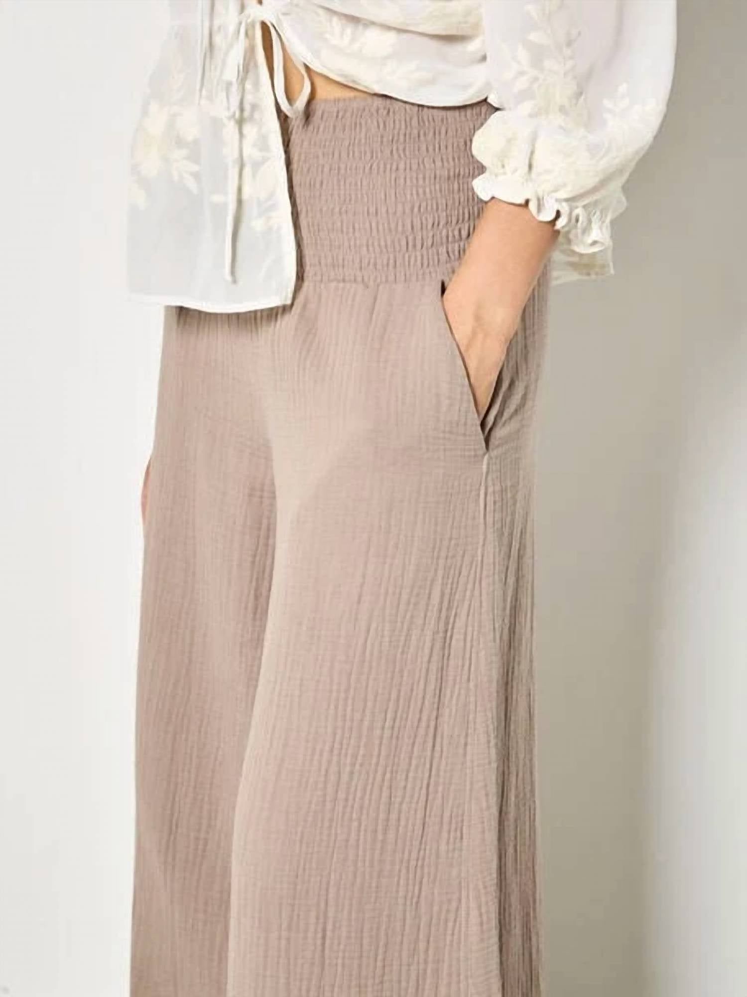 Apricot - Wide Leg Gauze Trouser
