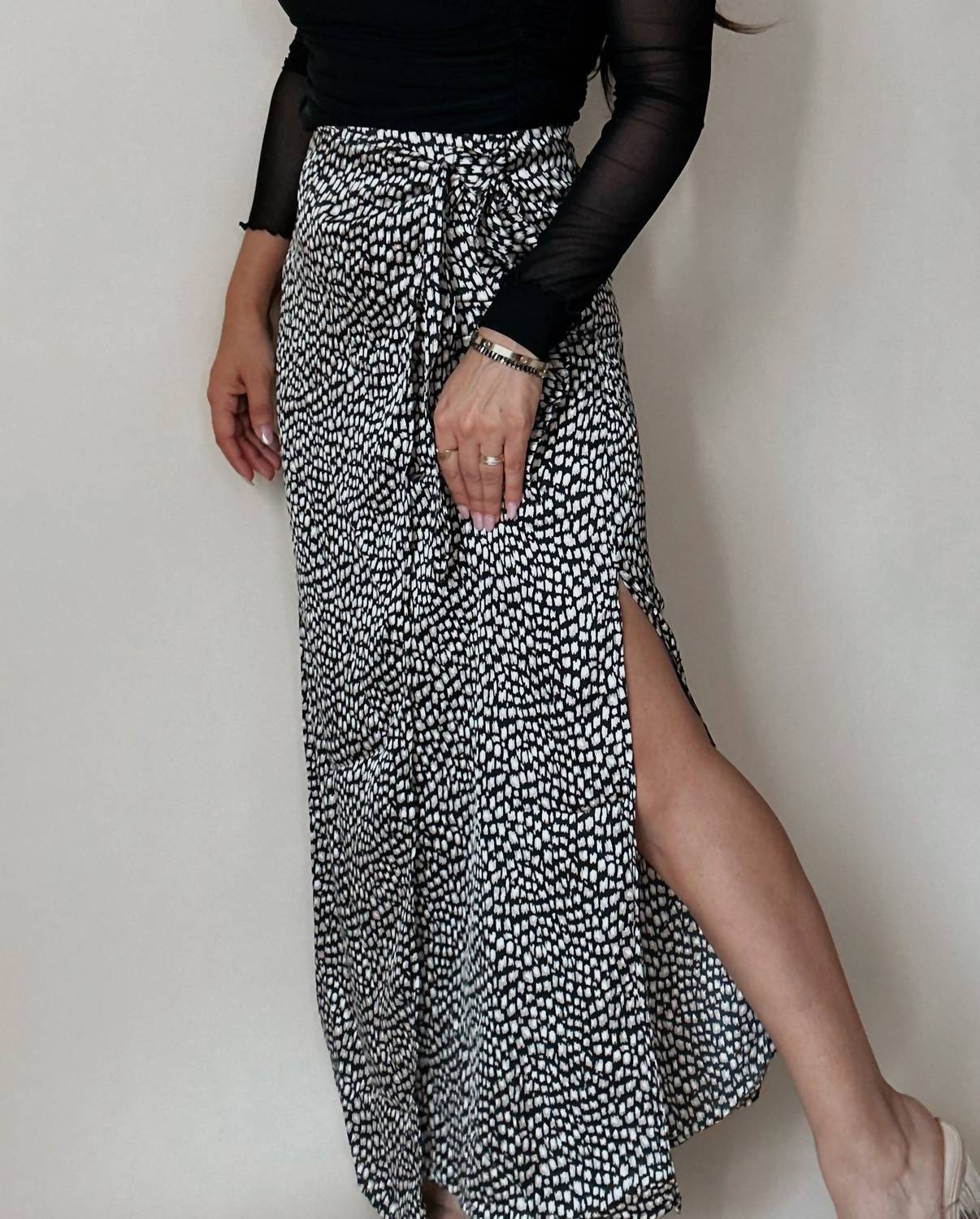 Promesa - Angeles Animal Print Satin Wrap Skirt