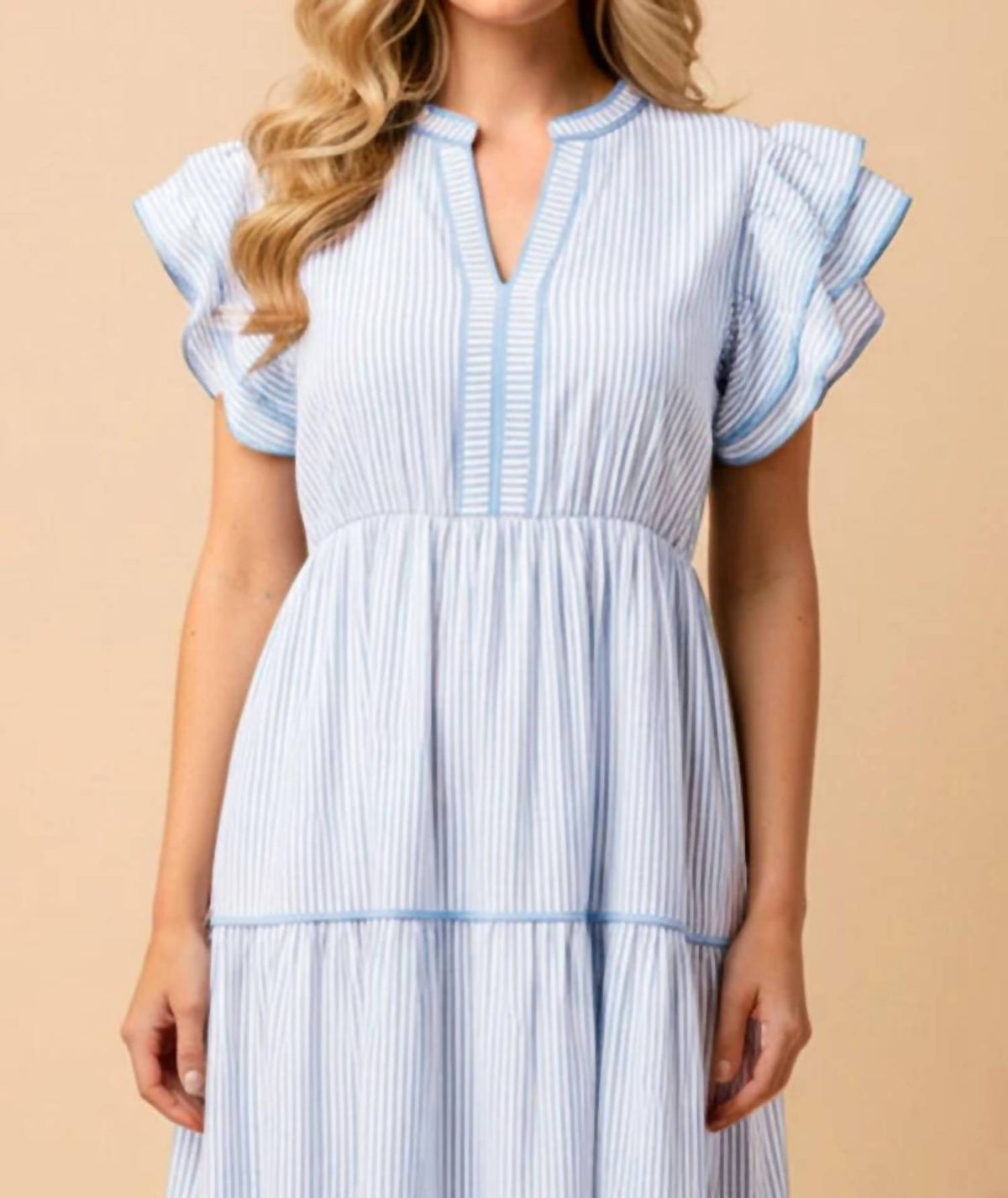 Hayden La - Hana Pinstripe Ruffle Dress - Plus