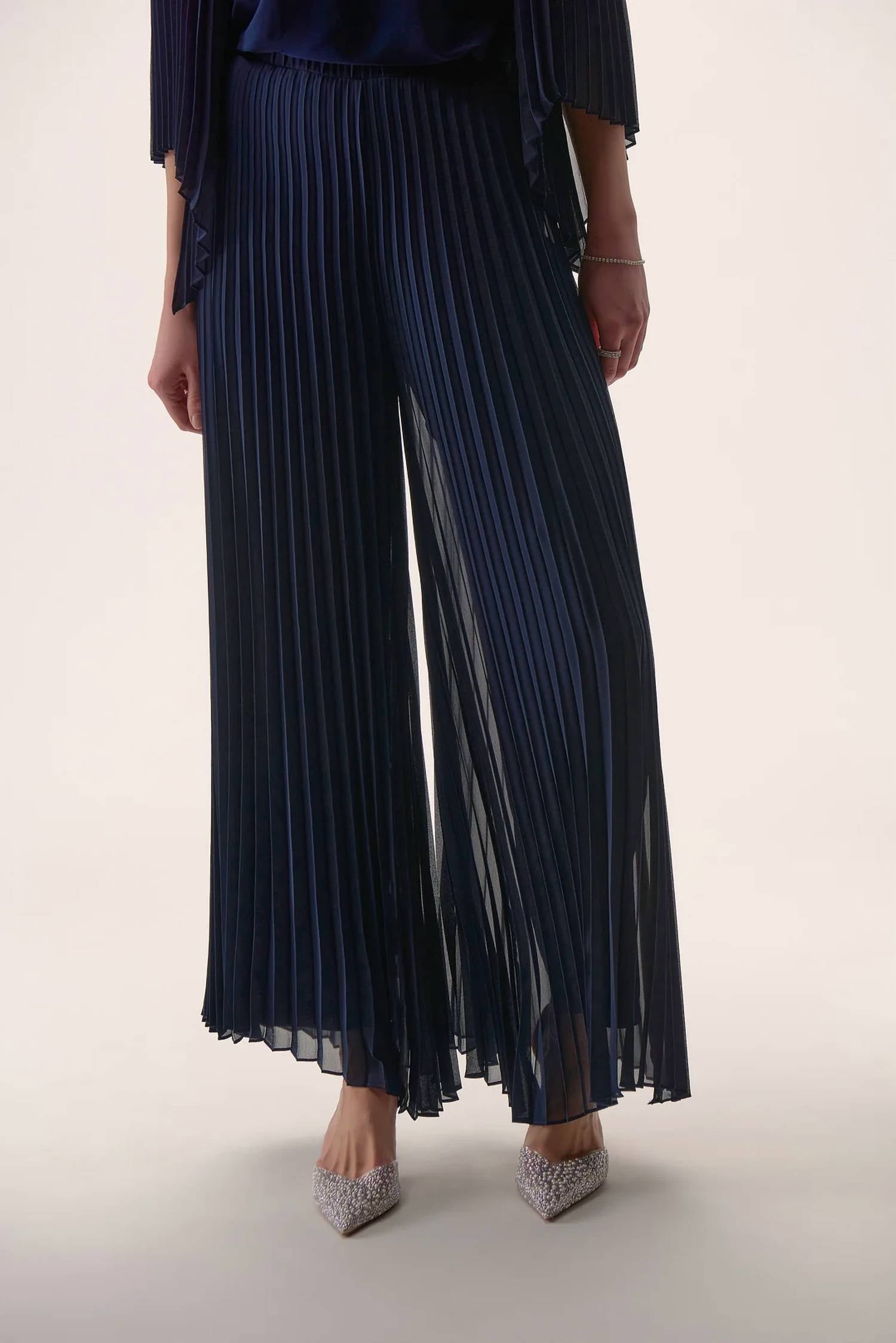 Joseph Ribkoff - Pleated Chiffon Wide-Leg Pants