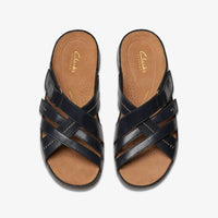 Clarks Women's Cecily Slide Sandal in black - women's sandal - detail view