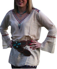 R Cinco Ranch Run To Me Tunic Top in cream multi - women's shirt