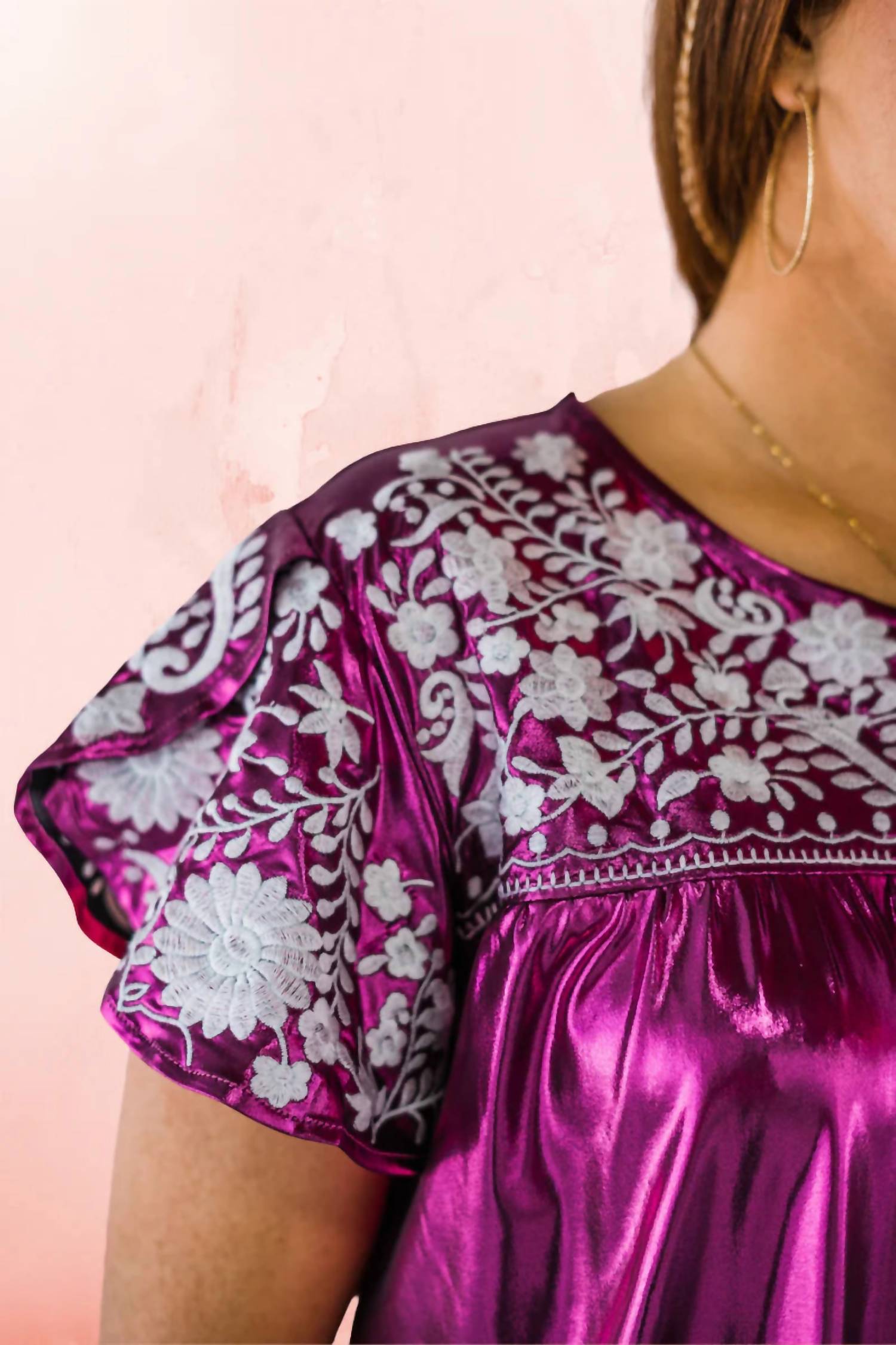 Layerz Clothing - Embroidered Metallic Top