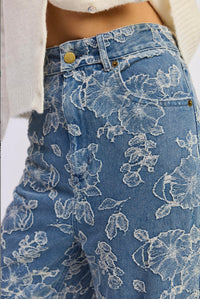 En Saison - Floral Distressed Denim Pants