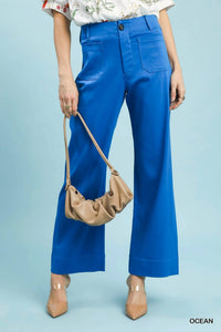 Umgee - Button Stretch Wide Leg Pants