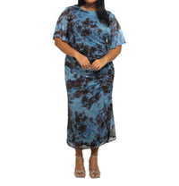 Fashion Szn Curve - Short Sleeve Abstract Mesh Midi Dress - Plus Size