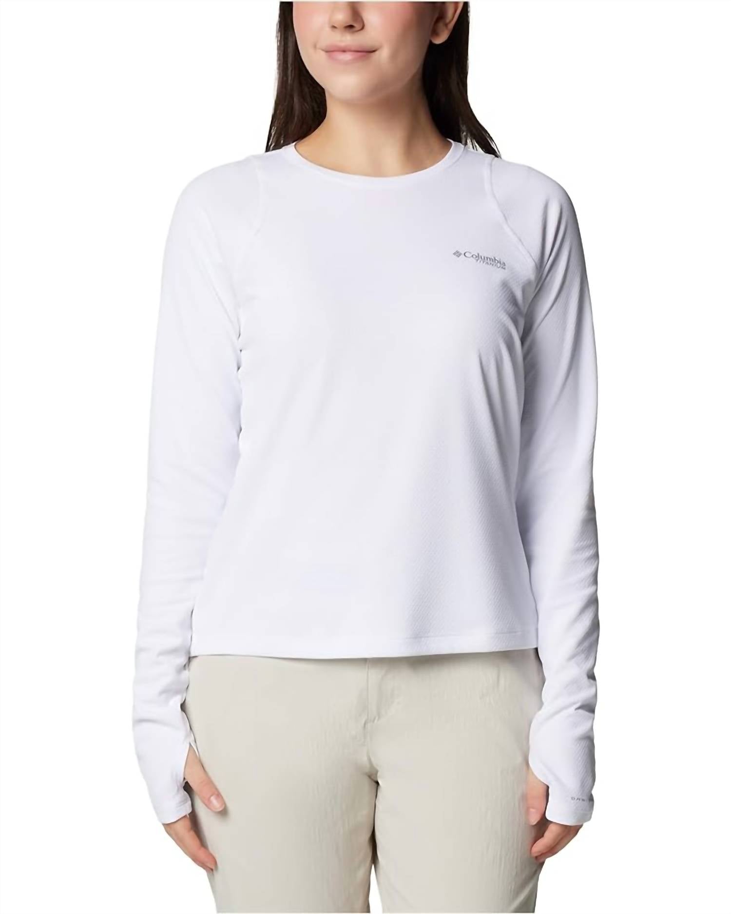 Columbia Summit Valley Long Sleeve Crewneck Tee in white - women's long sleeve top
