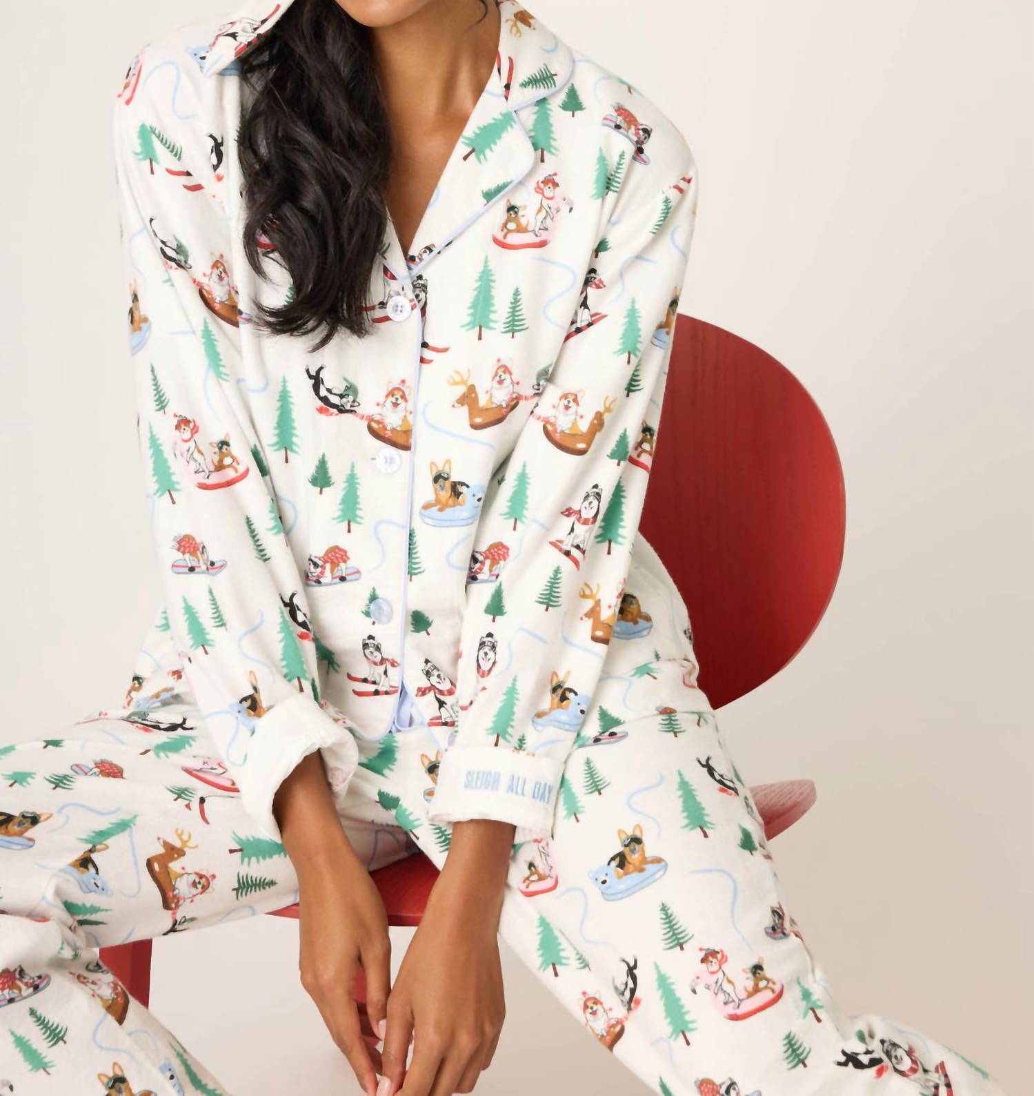 Pj Salvage - Sleigh All Day 3-piece Flannel Pajama Set