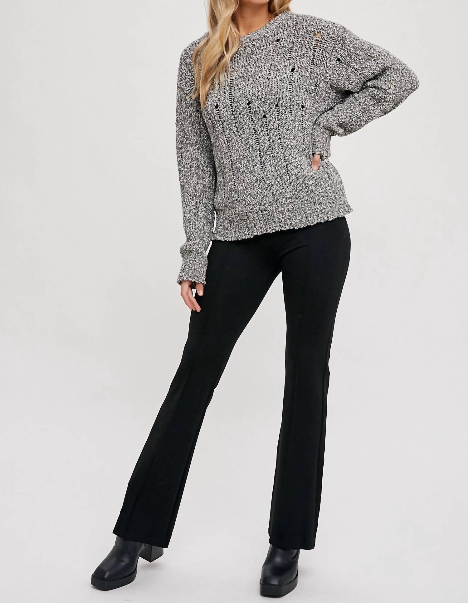 Urban Threads - Distressed Knit Pullover Sweater
