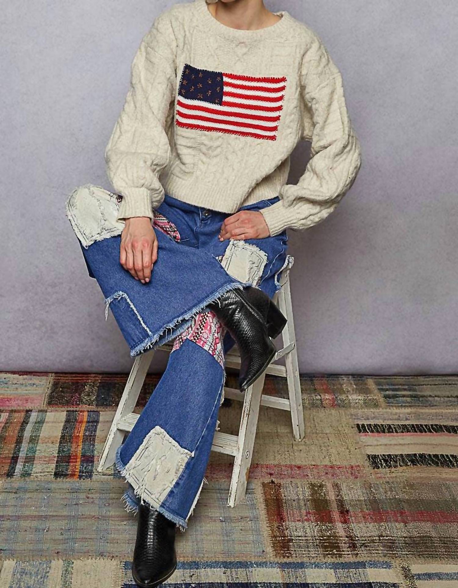 Pol - Usa Flag Crewneck Sweater