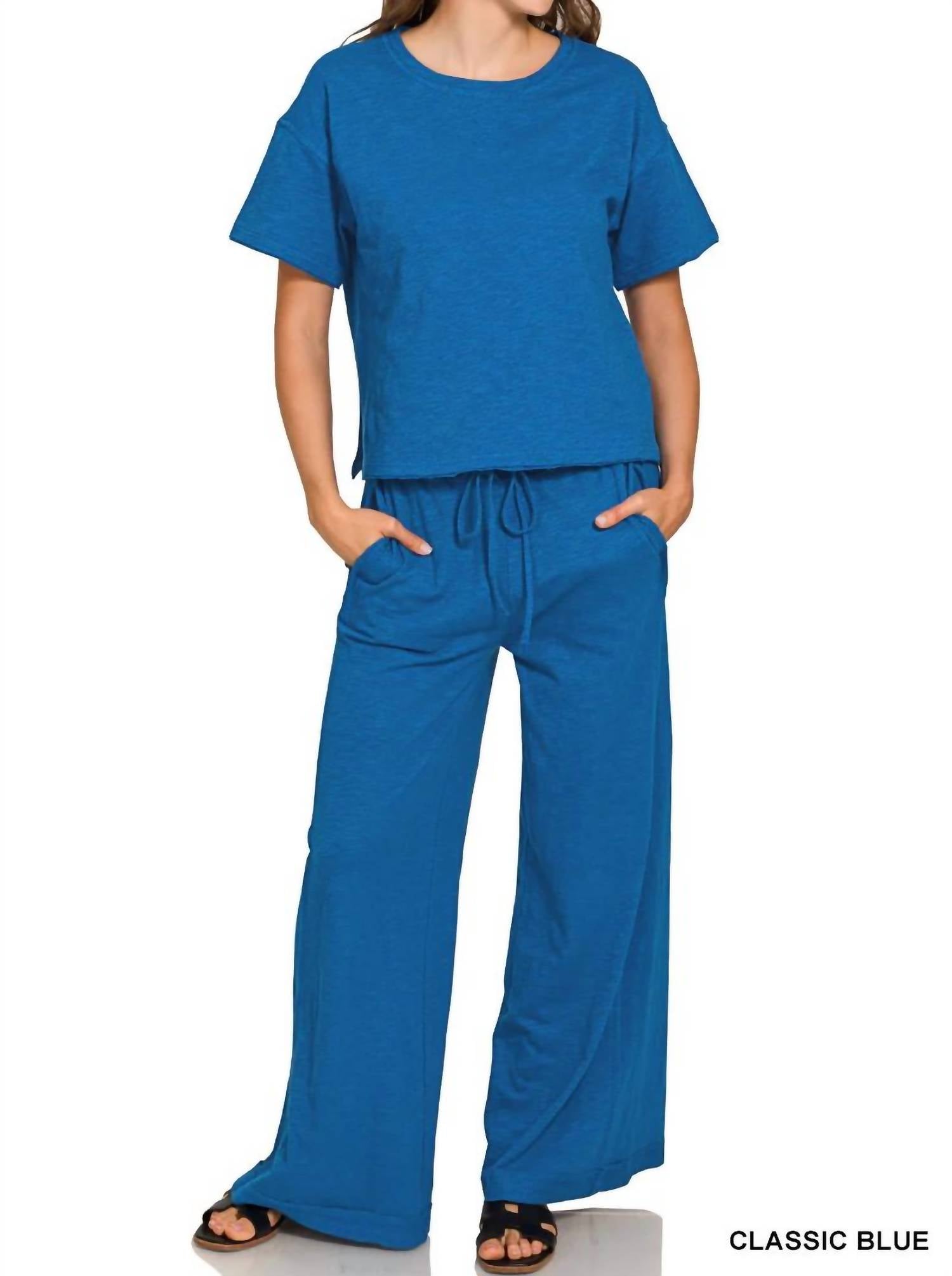 Zenana - Cotton Slub Soft Stretch Everyday Lounge Trousers