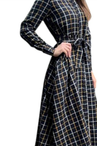 Roslyn - Long Sleeve Plaid Dress