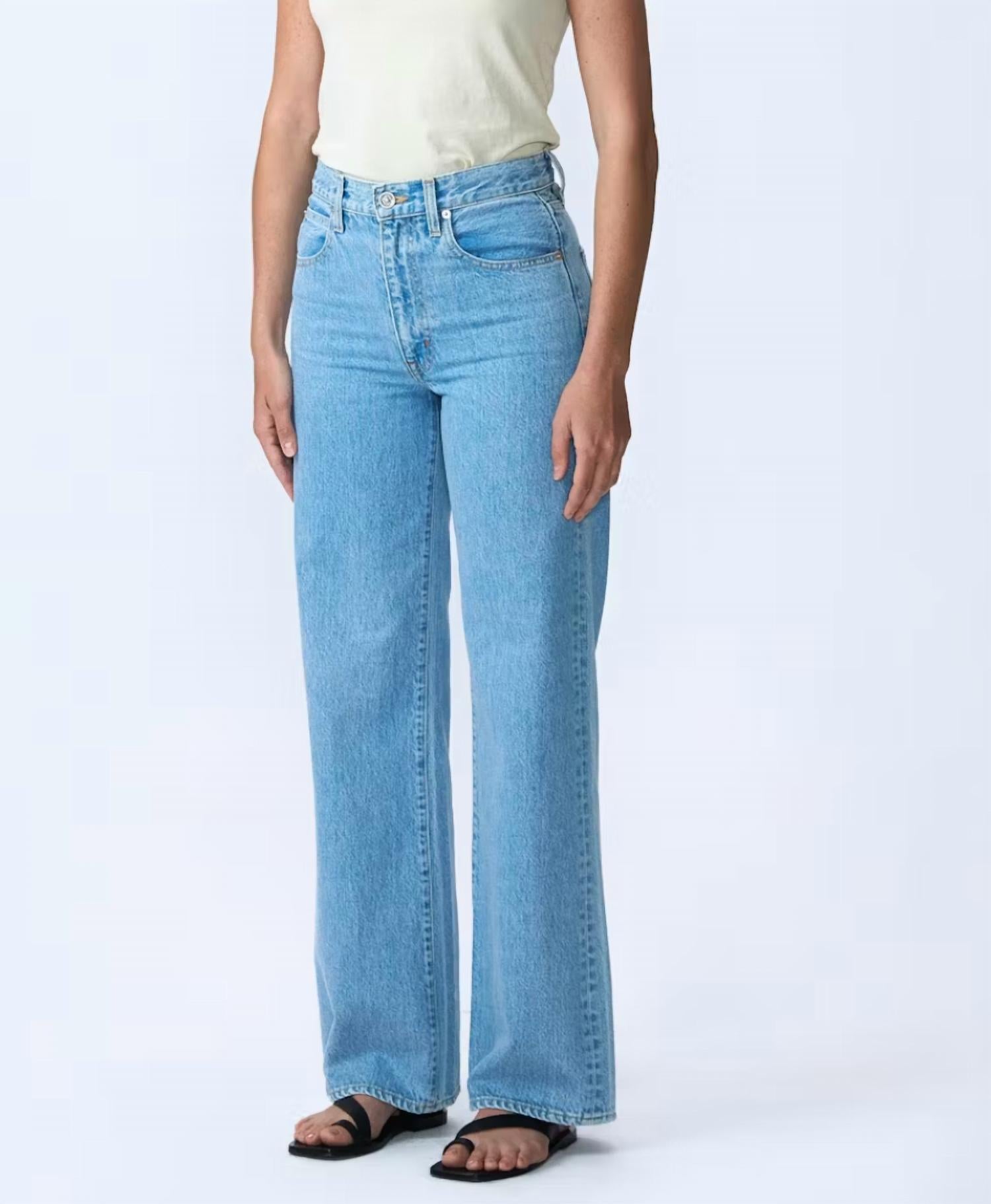 SLVRLAKE Grace High Rise Wide Leg Jean in powder blue - women's jeans