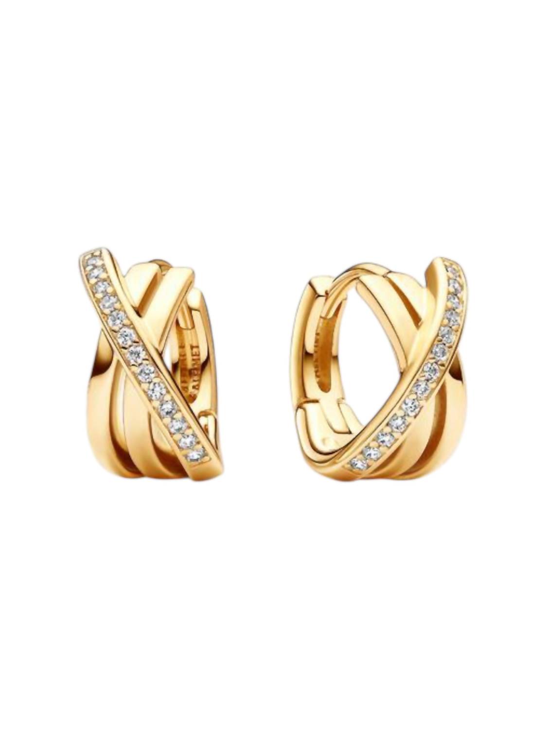 Pandora - Crossover Pave Hoop Earrings