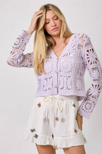 Mystree - Crochet Button Up Cardigan