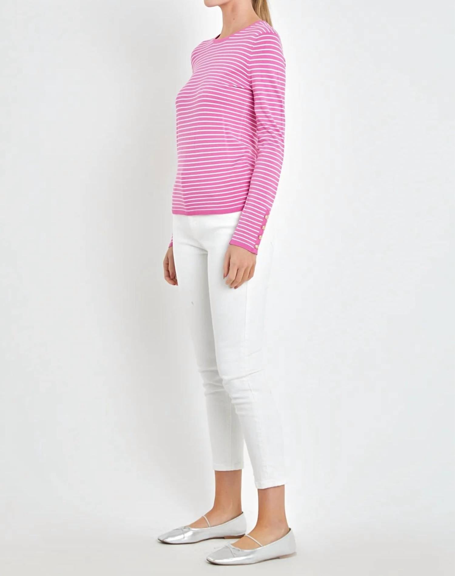 English Factory - Striped Boatneck Sweater Top