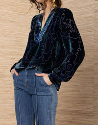 Hale Bob - Kailey Burn out Velvet Long Sleeve Tunic Top
