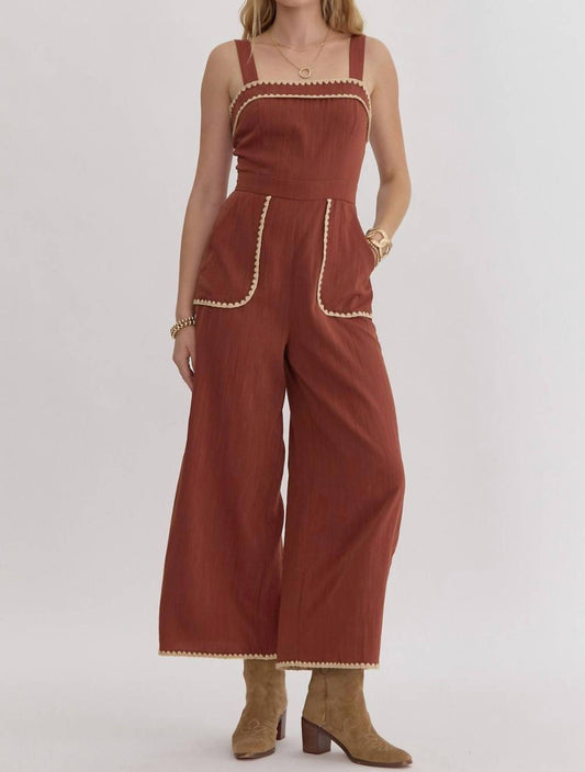 Entro - Contrast Square Neck Sleeveless Jumpsuit