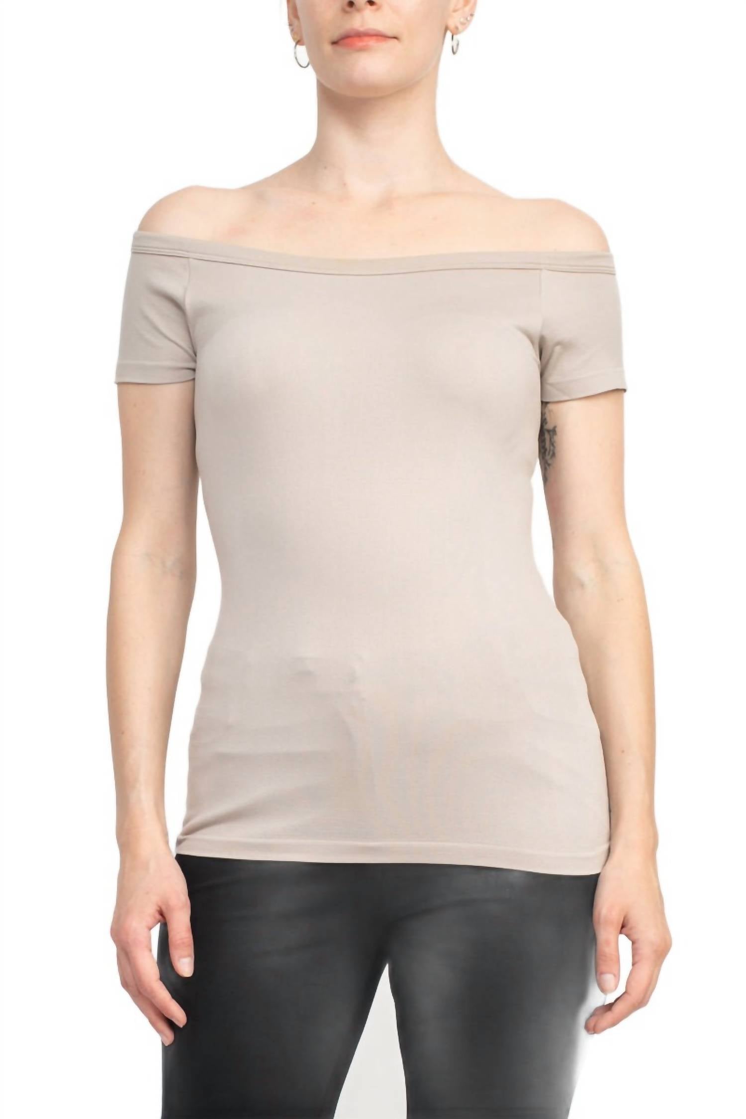 Alberto Makali - Off The Shoulder Solid Spandex Top