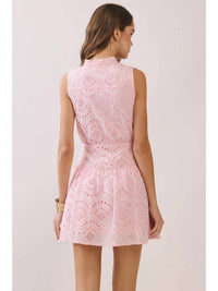 Tcec - Eyelet Lace Button Front Dress