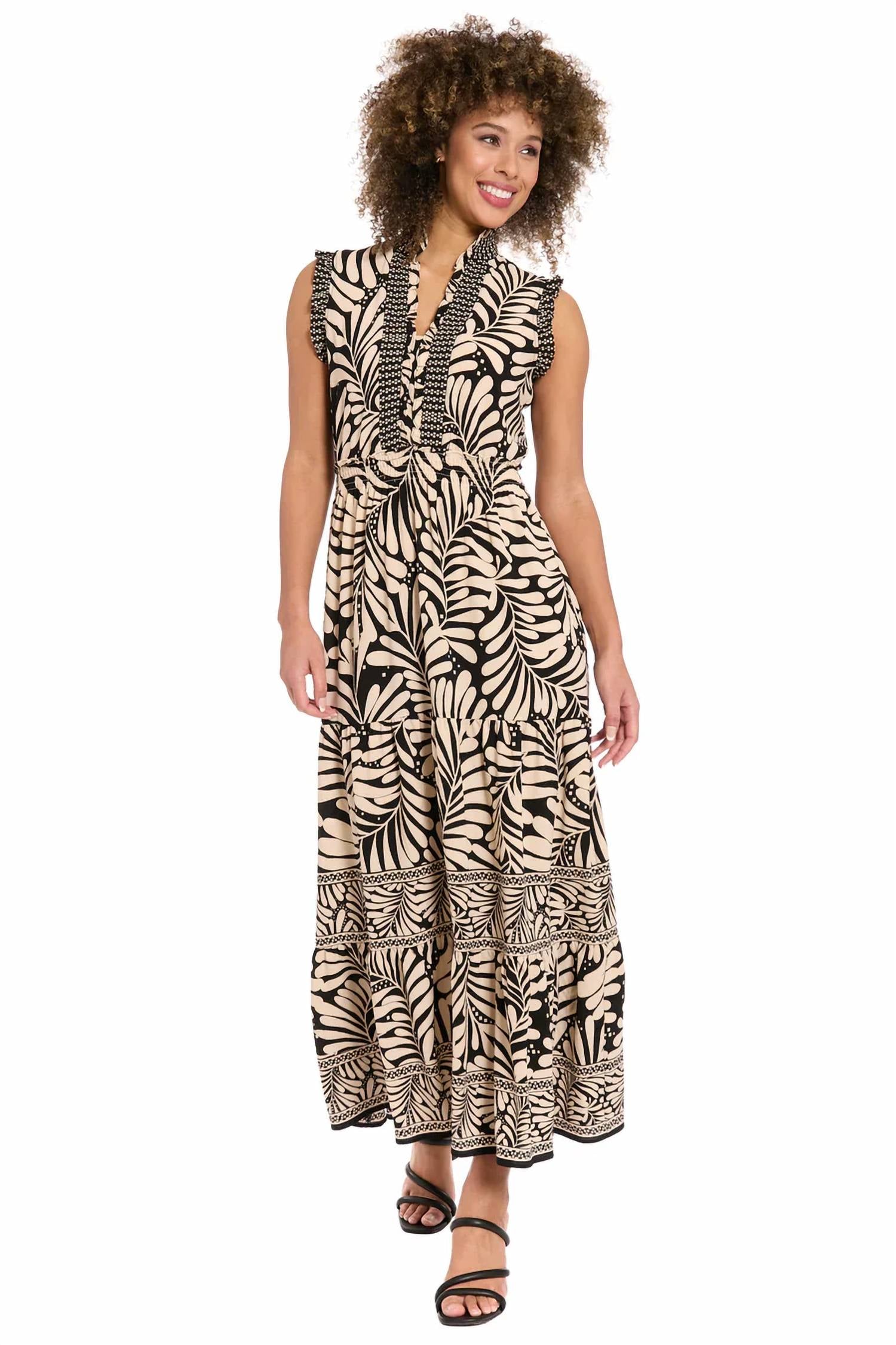 London Times - Palm Print Maxi Dress